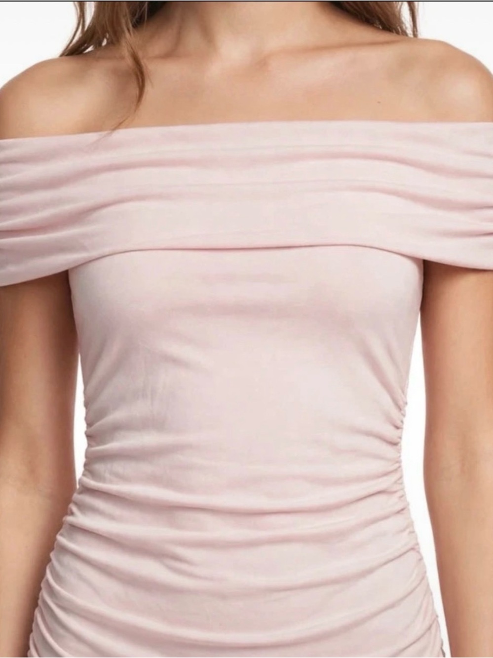 Active USA Off-the-Shoulder Ruched Top - Blush Pink